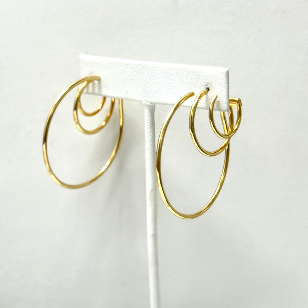 Gold Graduated Triple Hoop Earrings