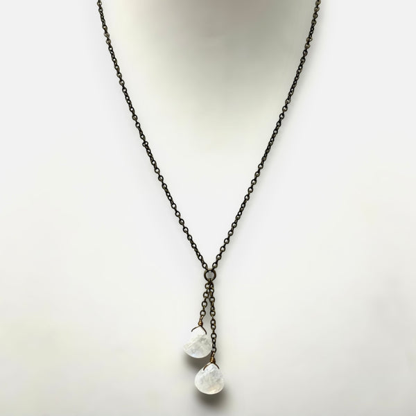 Double Moonstone Chain Necklace