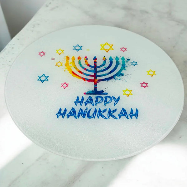 Round Happy Hanukkah Cutting Board Charcuterie Board