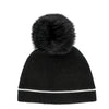 Contrast Line Beanie With Crystals And Fox Pom