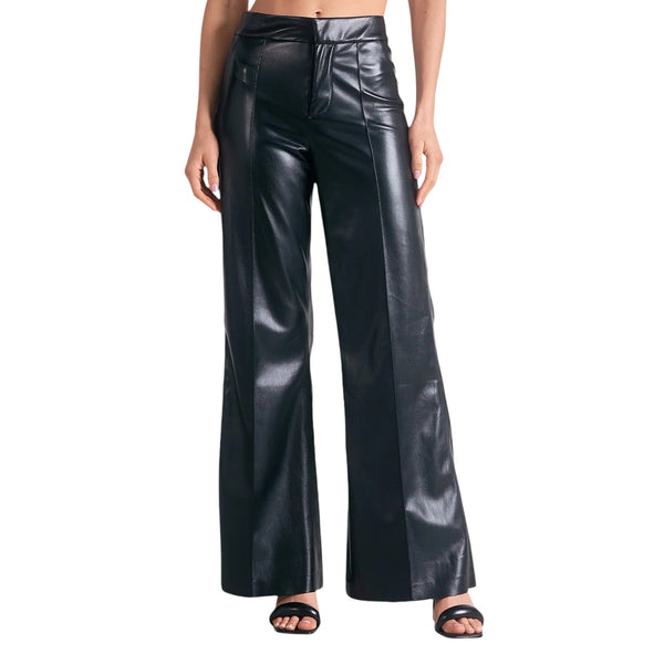 Vegan Leather High Waist Flare Leg Pant