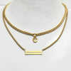 Matte Gold Pave Bar Necklace