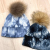 Tie-Dye Fur Pom Pom Hat