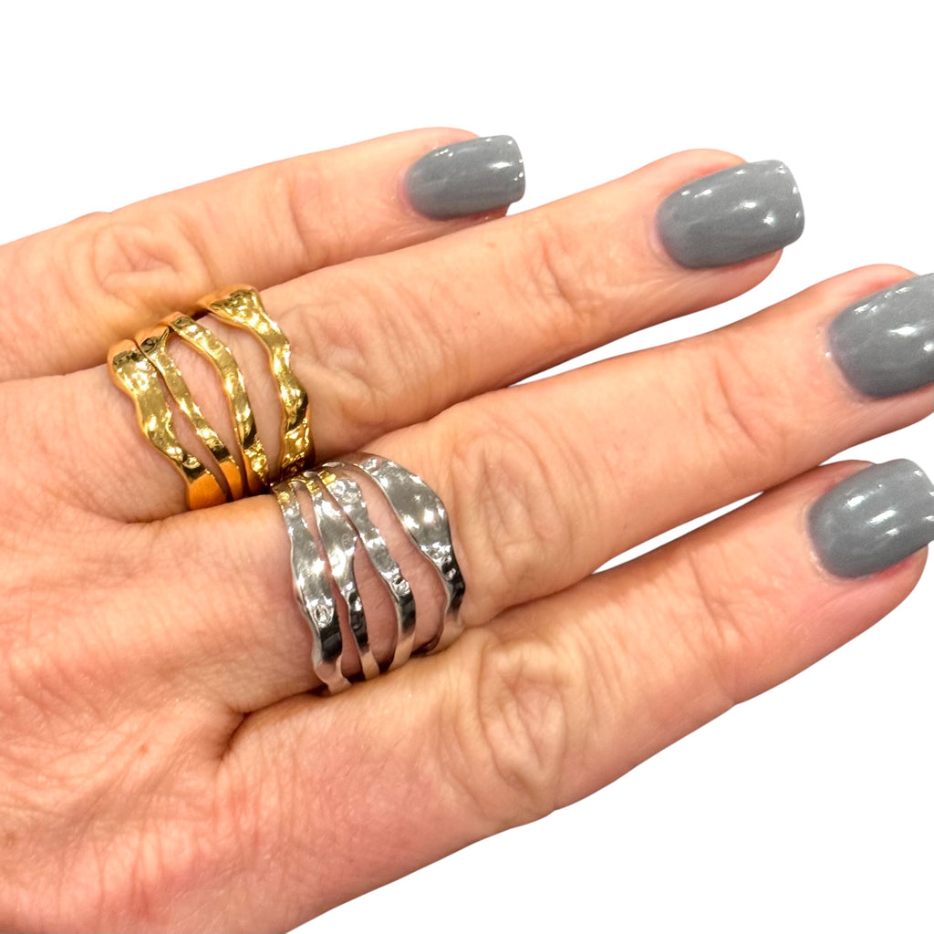 Adjustable Multi Row Modern Ring