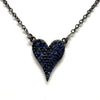 Hematite and Sapphire Pave Heart Necklace