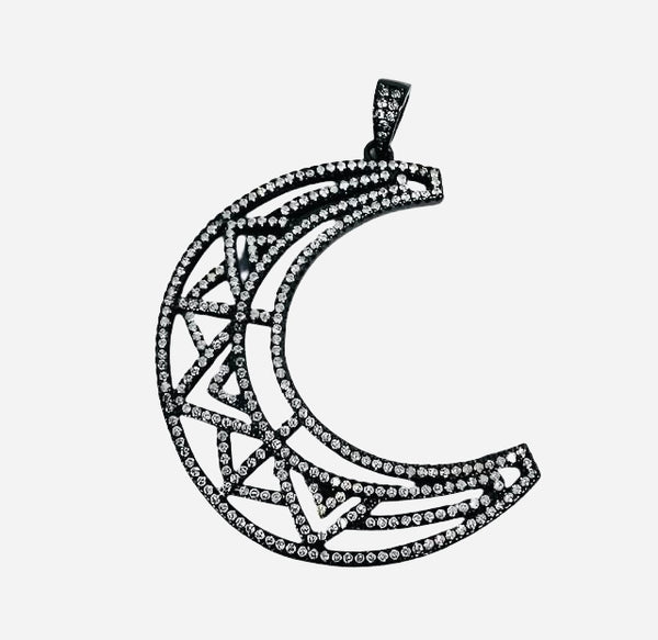 Large CZ Geometric Moon Charm