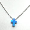 Sterling Silver Opal Cross Necklace