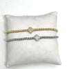 Pave Clover Beaded Ball Bracelet