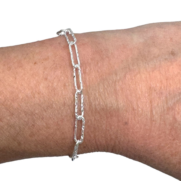 Shiny Silver Paperclip Bracelet