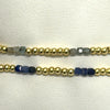 Triple Square Labradorite And Gold Bead Stretch Bracelet