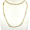 Gold Textured Paperclip Necklace With Pave Rectangles