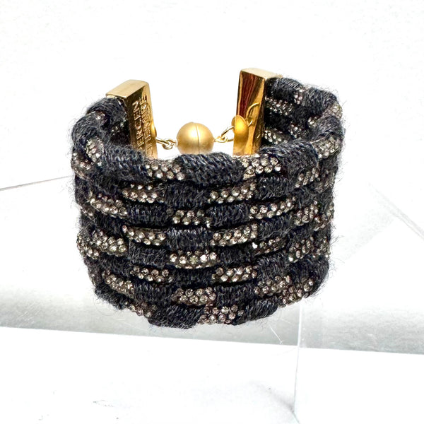 Italian Handmade Crystal And Cashmere Braided Bracelet