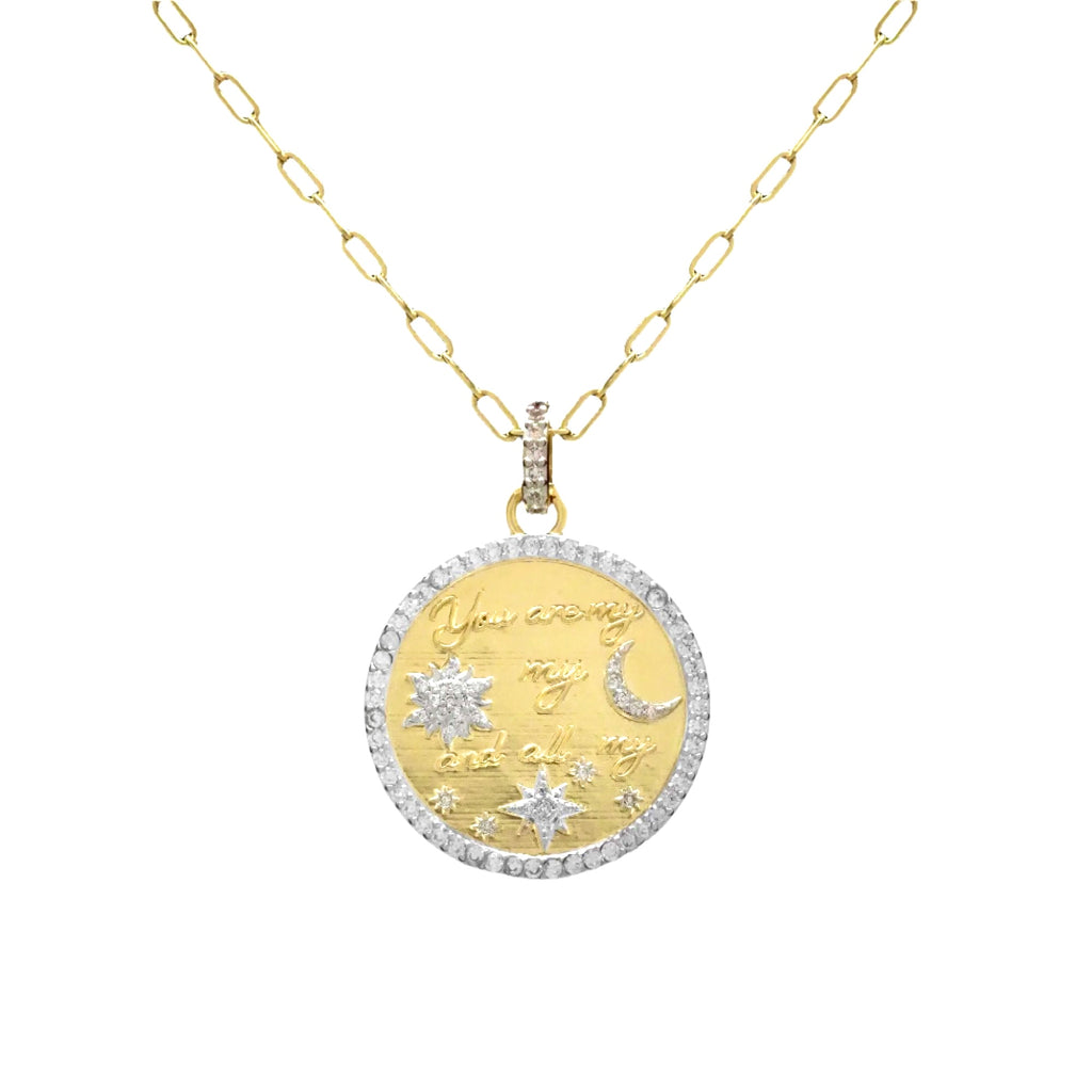 Sun, Moon and Stars Pave Charm Necklace