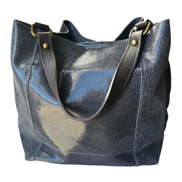 Chagrin Genuine Leather Shoulder Bag