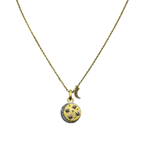 Moon And Stars Pave Necklace