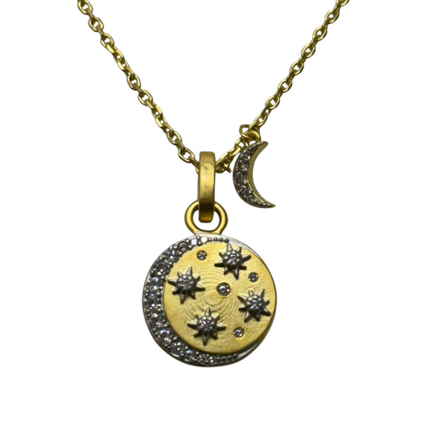 Moon And Stars Pave Necklace