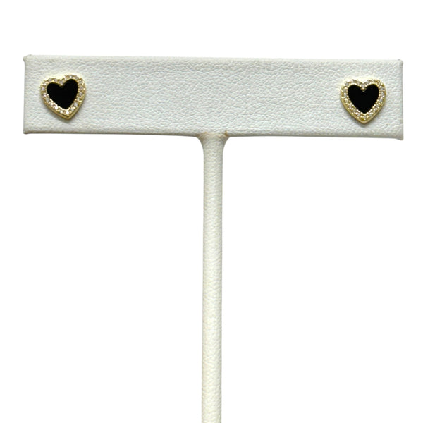 Pave Colored Heart Post Earrings