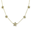 Gold Necklace With Pave Flowers