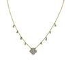 Gold Pave Flower Necklace With Dangling CZs