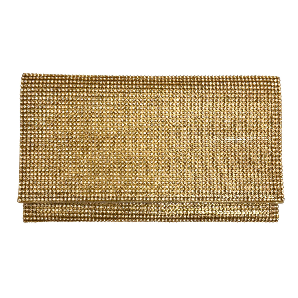 Gold Crystal Envelope Clutch