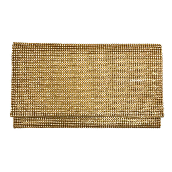 Gold Crystal Envelope Clutch