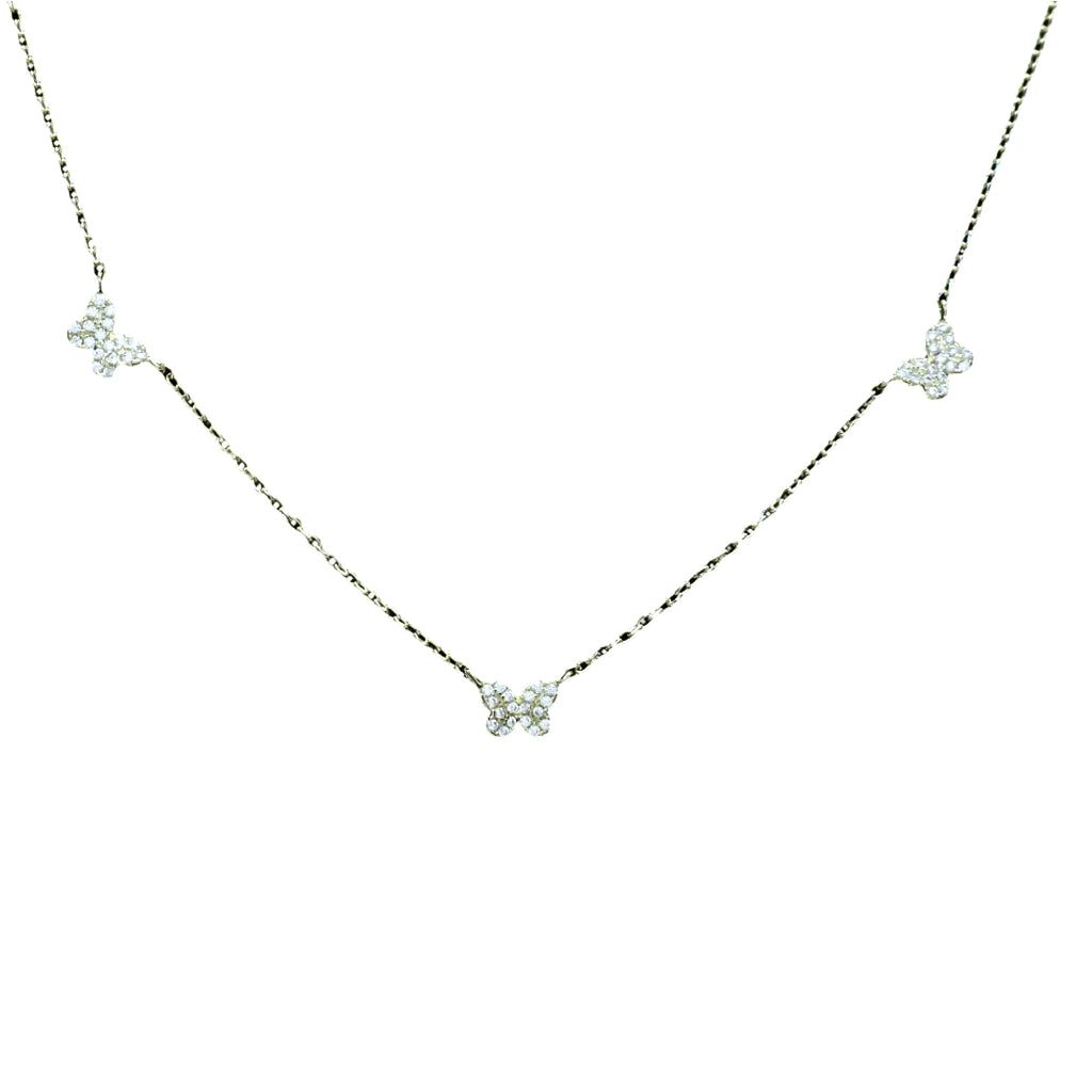 Triple CZ Butterfly Necklace