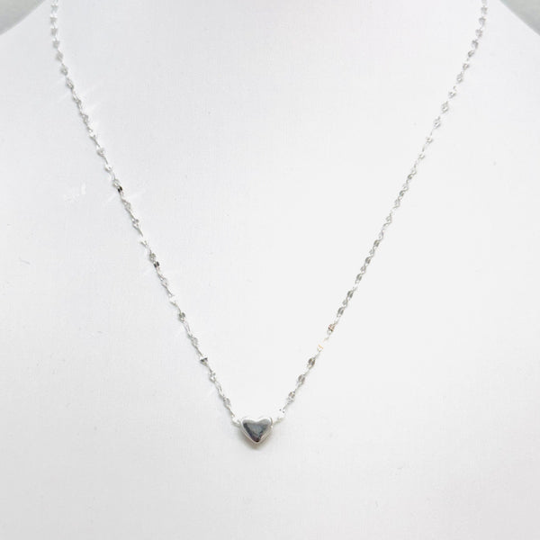 Dainty Silver Heart Charm Necklace