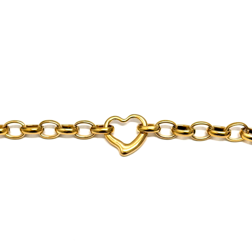 Open Heart and Oval Chain Bracelet