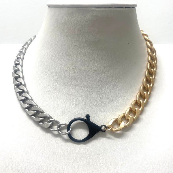 Thick Two Tone Curb Chain Necklace