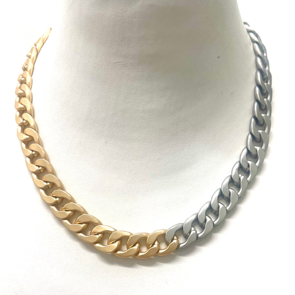 Thick Two Tone Curb Chain Necklace