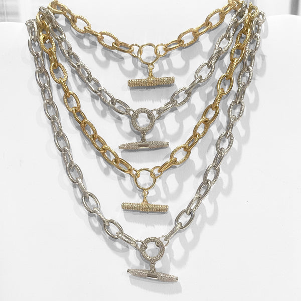 Pave Toggle Chain Necklace