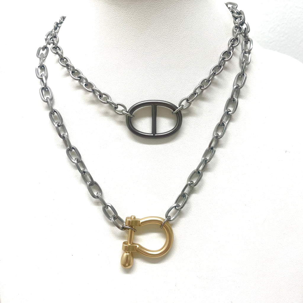 Silver Double Layer Chain Necklace