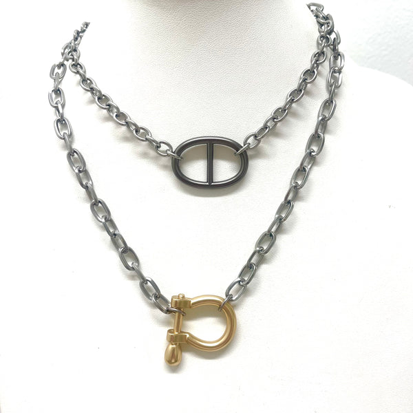 Silver Double Layer Chain Necklace