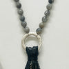 Labradorite Beaded Necklace With Leather & Chain Fringe