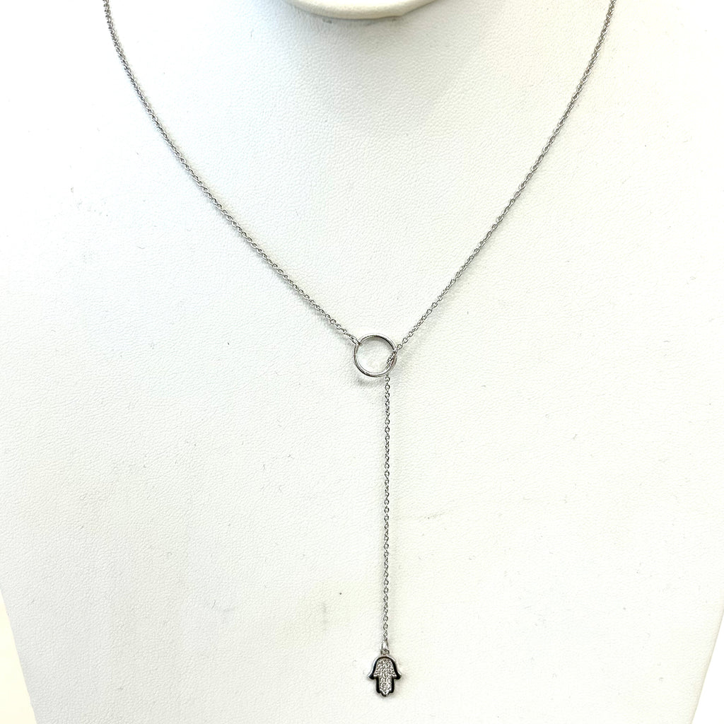 Sterling Silver Hanging Hamsa Necklace