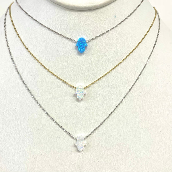 Opal Hamsa Hand Necklace
