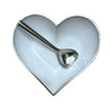 Silver Trim Heart Dishes With Silver Heart Spoons