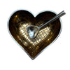 Silver Trim Heart Dishes With Silver Heart Spoons