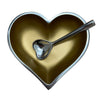 Silver Trim Heart Dishes With Silver Heart Spoons