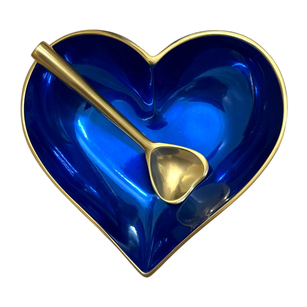 Gold Trim Heart Dishes With Gold Heart Spoon