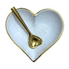 Gold Trim Heart Dishes With Gold Heart Spoon