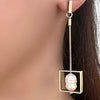 Gold Snake Chain Square With Freshwater Pearl Earrings