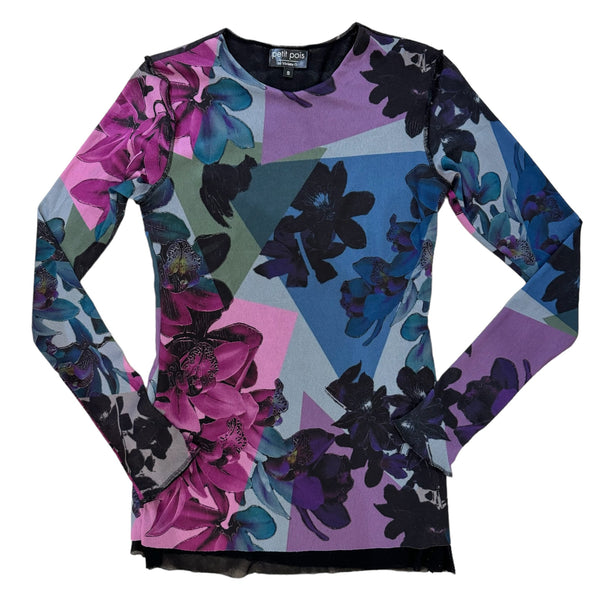 Long Sleeve Flower Design Top