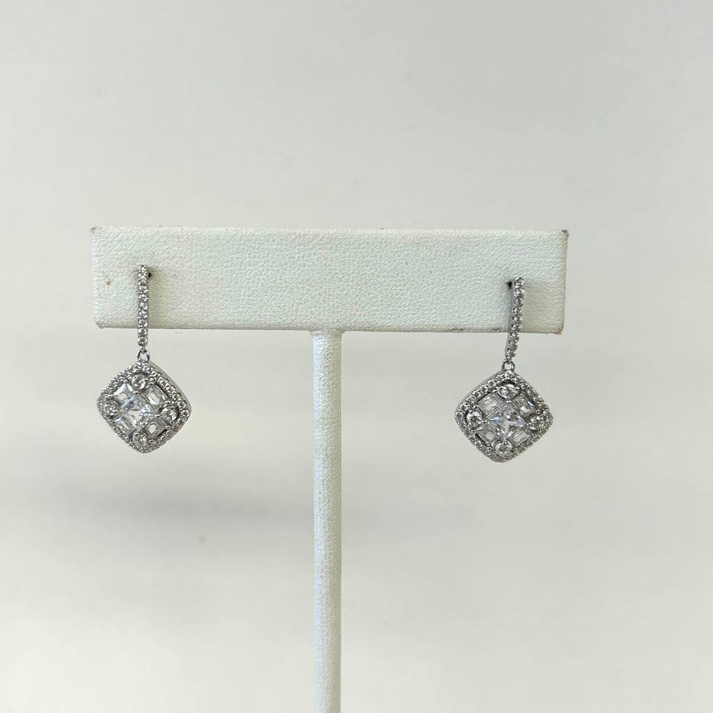 Rebecca Diamond Shape CZ Encrusted Earrings