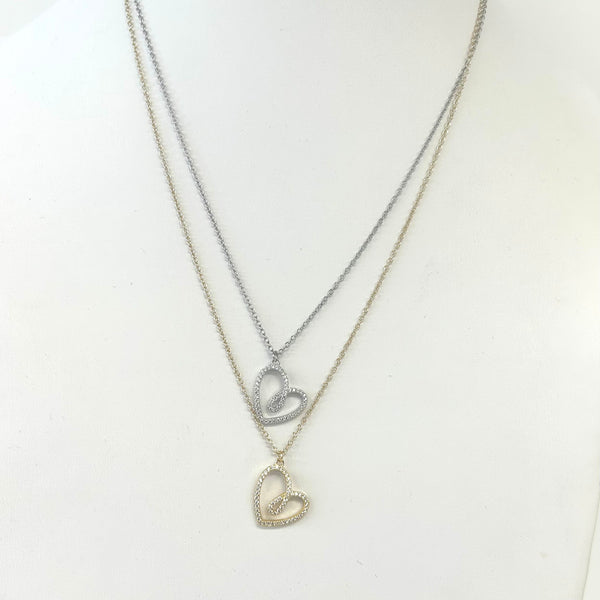 Organic CZ Heart Necklace