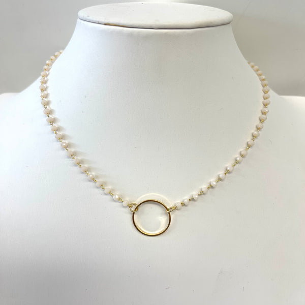 Jill Beaded Gold Circle Necklace