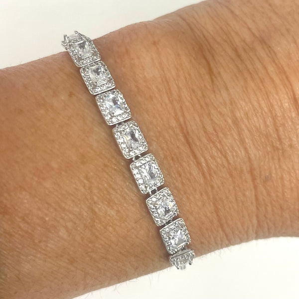 CZ Princess Cut Pull String Bracelet