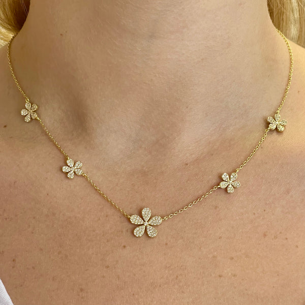 Pave Flower Necklace