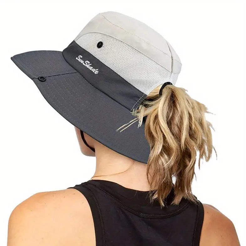 50+ SPF Adjustable SunShade Sun Hat With Strap And Ponytail Slot