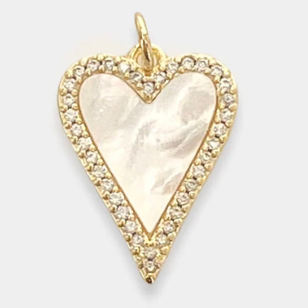 Natural Stone and CZ Heart Charm